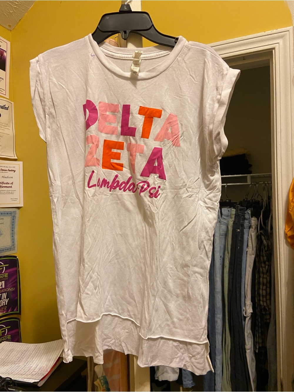 Delta Zeta Lambda Psi White  Cut-Sleeve Graphic Tee